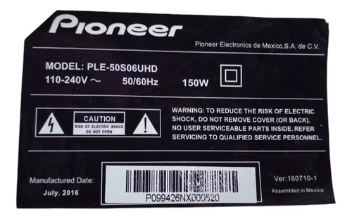 Fuente Pioneer Ple-50s06uhd Shld5509f-101h (Usado)