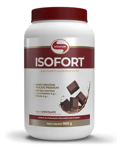 Whey Protein Isolado Isofort Chocolate Pote 900g Vitafor