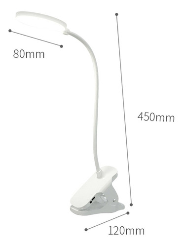 Imagen 4 de 8 de Lámpara Led De Escritorio Recargable Con Clip Y Usb