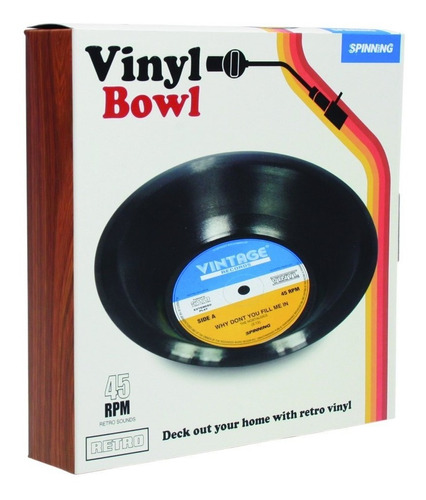 Bowl Disco De Vinilo Pasta Recipiente Diseño Vintage Retro 