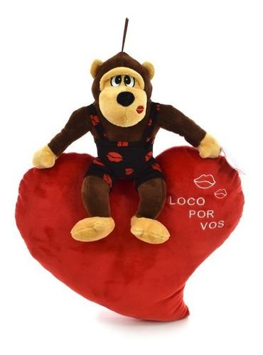 Peluche Mono Sobre Corazon 45 Cm. Amor Phi Phi Toys