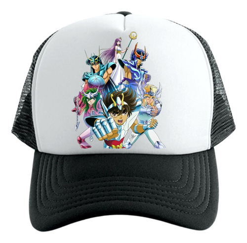 Gorra Tipo Trucker Negro Caballeros Del Zodiaco