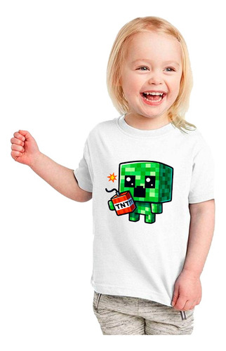 Remera Niño Niña Minecraft Creeper Tnt Personalizada