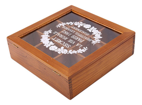 Elegante Caja De Té De Madera De 9 Secciones, Bolsa Contened