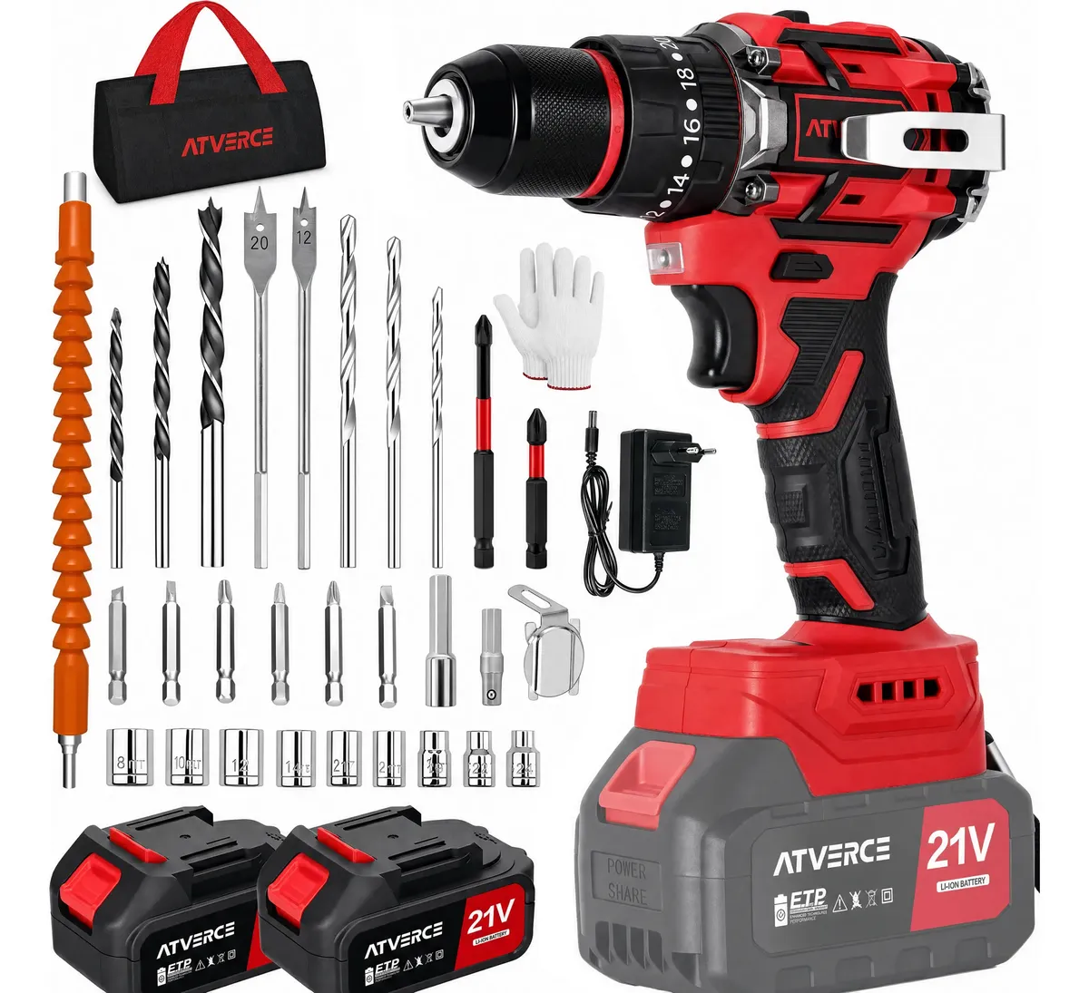 Furadeira Parafusadeira De Impacto Brushless 21v 2 Baterias Vermelho 127/220v 60
