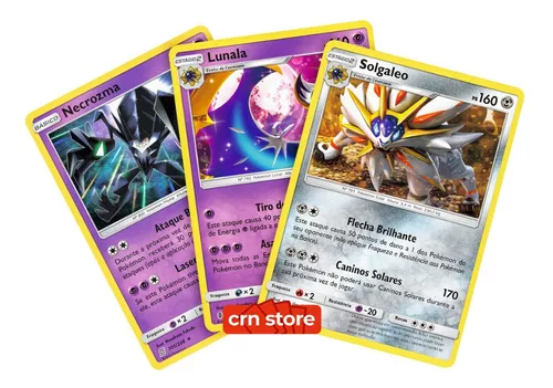 Kit Carta Pokémon Lendários Solgaleo Lunala Necrozma