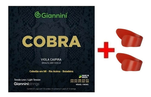 Kit Jogo De Cordas Para Viola Caipira + Dedeira Celuloide