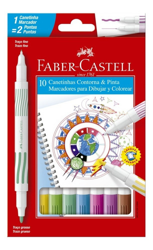 Caneta Hidrográfica Faber Castell Contorna & Pint C/10 Cores