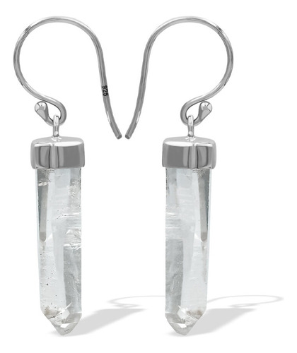 Aretes Colgantes De Cristal De Cuarzo Angel Aura En Plata