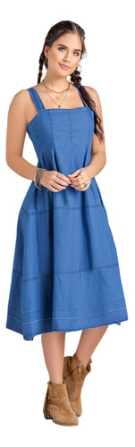 Vestido Juvenil Femenino Azul Medio Atypical