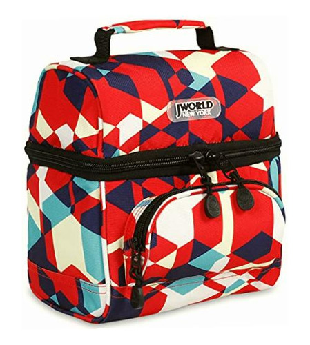 J World New York Corey Lunch Bag, Red Cubes