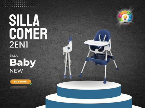 Silla De Comer Bebé 2 En 1 Azul Plegable Bandeja Comodidad Silla De Comer Espa Azul Oscuro