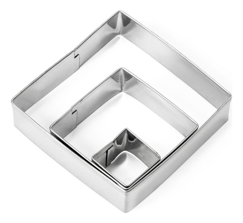 Molde Biscoito Massa 3 Peças Quadrado Aço Inox Moda Do Chef