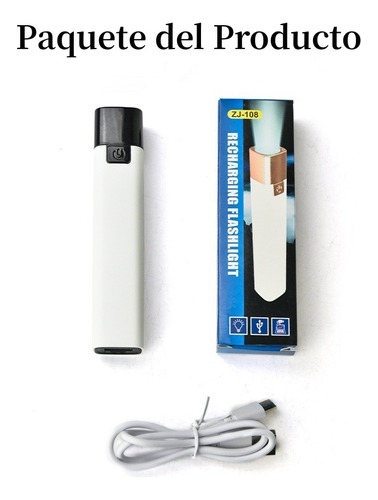 Linterna Led Mini Recargable Usb Con Power Bank Para Camping