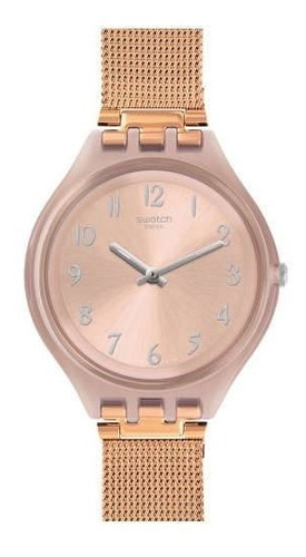 Reloj Swatch Skinchic Rosé De Malla Tejida Svup100m