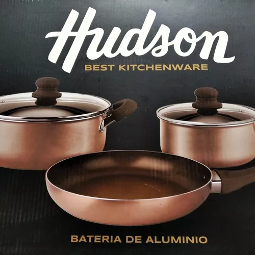 Set De Cocina De Teflón Hudson Cobre Olla Cacerola Y Sartén