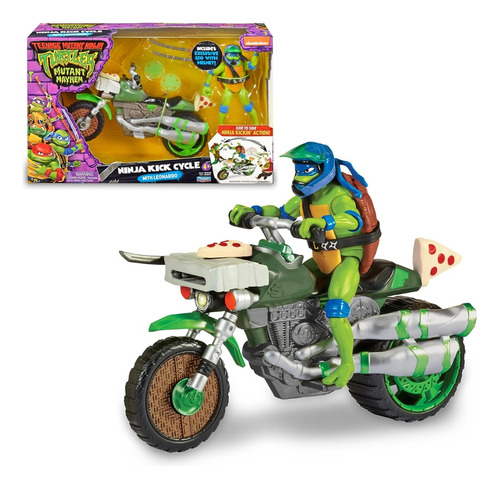 Tortugas Ninjas Vehiculo Kick Cycle Moto + Figura Leonardo