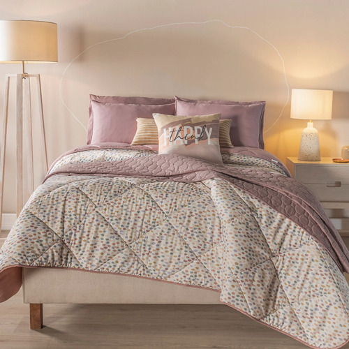 Juego Edredón Pretty King Size + Cubrecama + Fundas Almohada