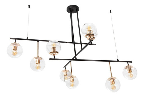 Lámpara Colgante Negro Oro E27 40w 9 Luces Estructura Dorado