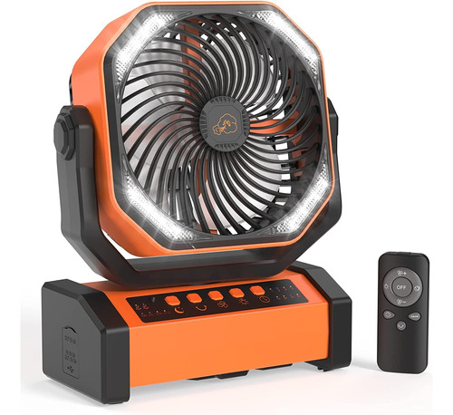 Ventilador De Camping 20000 Mah Luz Led C/control Remoto - C