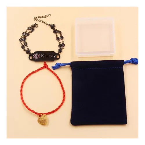 Junyidiy Epilepsy Medical Bracelet Ajustável Link Black Link
