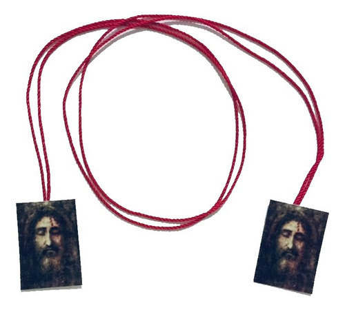 42 Collar Hilo Rojo Escapulario Santa Faz Rostro De Cristo