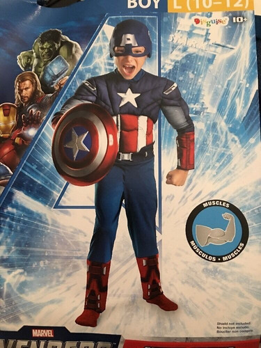 Disfraz De Capitan America Talla 10/12 - Incluye Guantes