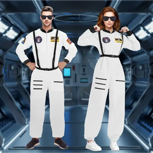 Disfraz De Astronauta Unisex Para Adultos – Mono Plateado Con Parches Y Gafas De Sol, Ideal Para Carnaval Y Fiestas