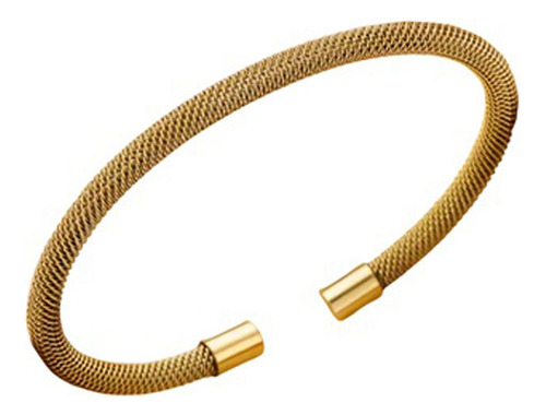 Brazalete E234 Metal Dorado Pulsera Abierta Ajustable 19x1cm