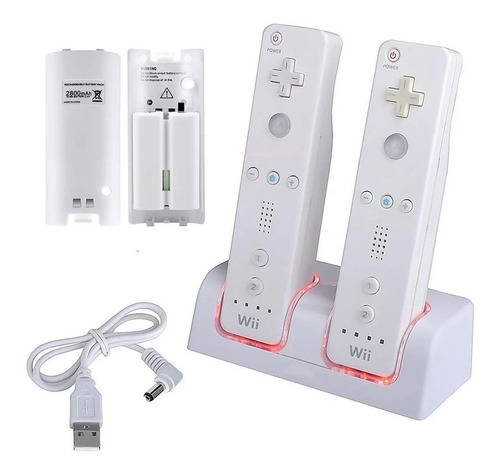 Base Cargadora Nintendo Wii Control Remote Doble 2 Baterias