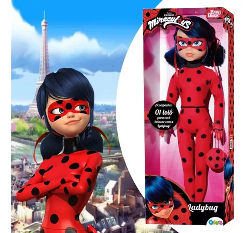 Kit Boneca Ladybug Ioiô + Boneco Miraculous Cat Noir - Baby Brink