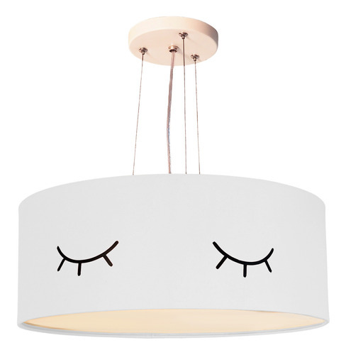 Lustre Pendente Infantil Olhinho Cúpula Branco 40x15 2e27