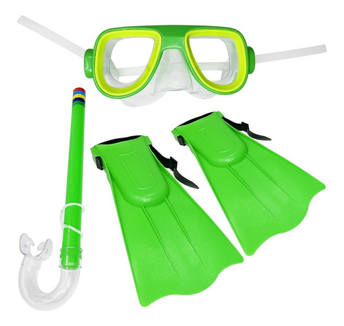 Set De Natación 3 En 1 Lentes Snorkel Aletas Colores / Lhua