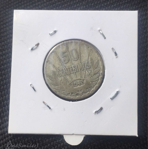 Onesmile:) Moneda De Uruguay 50 Centavos De 1943 Plata 700