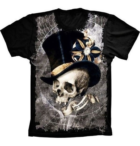 Camiseta Estilosa 3d Fullprint - Skull Caveira Cartola