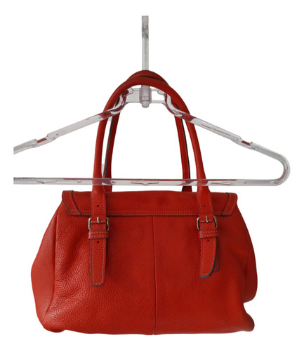 Cartera Prüne Roja Cuero Doble Asa 2 Compart 3 Bolsillos Int Rojo Liso Níquel Na (Usado)