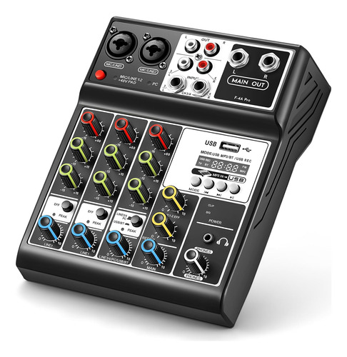 Consola De Mezcla Audio Profesional 4 Canales Usb Bluetooth