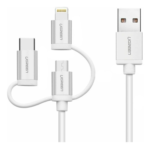 Cable de datos Ugreen Ugreen USB a P micro USB Lightning y tipo C de 1 m