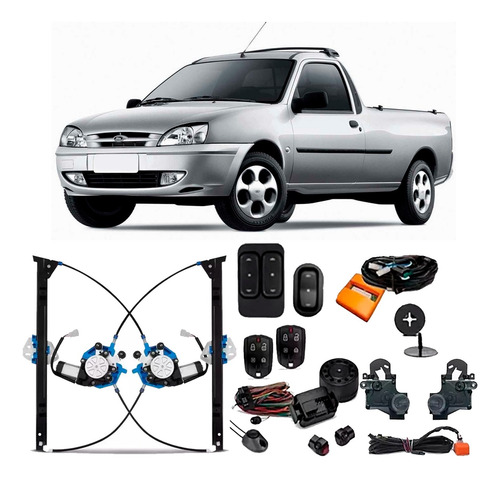 Kit Vidro Eletrico Courier Trava Tragial Alarme Positron