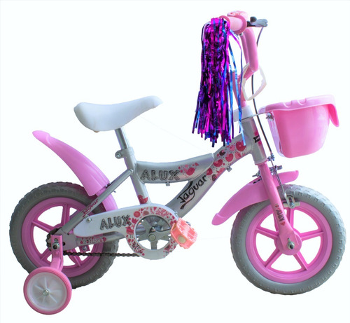 Bicicleta Para Niña Llantas Entrenadoras Rodada 12 Color Gris