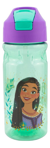 Botella De Plástico Para Agua Disney Wish Tapa Pushup 550 Ml