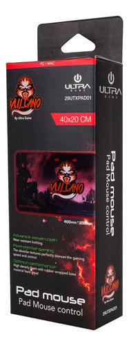 Pad Mouse Gamer Ultra L Control 40 X 20 Vulcano - Revogames Rojo Vulcano