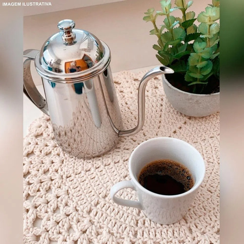 Imagem 7 de 7 de Bule Bico Fino Aço Inox Polido Tampa Chá Café Leite 650ml