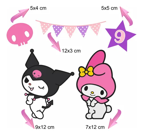 Adorno Torta Cake Topper Kuromi My Melody Sanrio