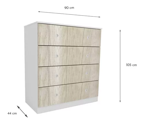 Comoda Cajonera Dormitorio 4 Cajones Tex 90 +