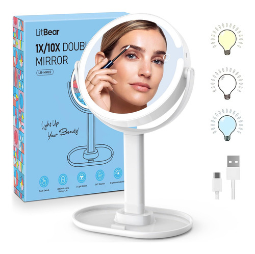 Espejo De Maquillaje 8 Con Luces, Espejo De Aumento Con Luz,