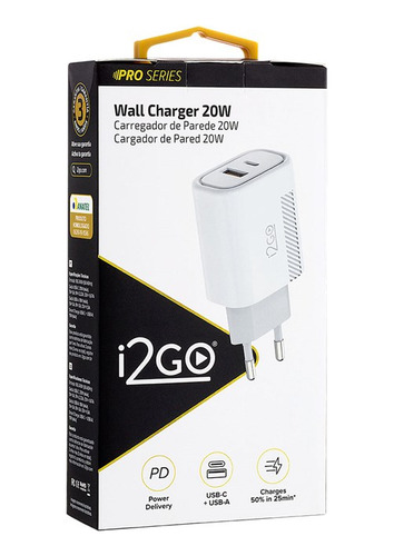 Carregador Turbo I2go 1 Saída Usb-c 20w + Saída 1 Usb-a 18w