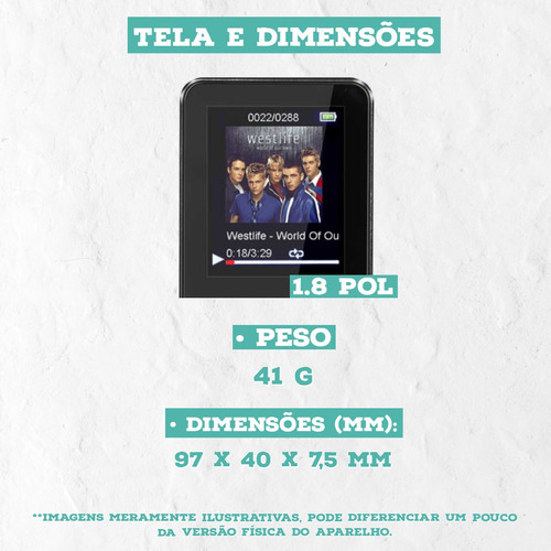 Imagem 5 de 7 de Bluetooh Mp4 Player 4gb + Brinde