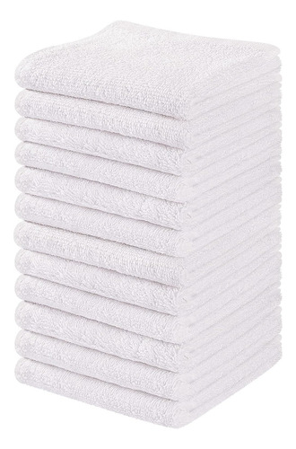Paquete De 12 Toallas Para Manos Algodon Chicas Color Blanco