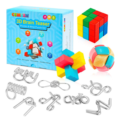 3d Brain Teasers Puzzles Toys - Cemeen 11 Pack Coloridos Gra